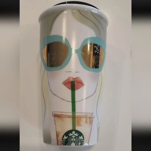 Starbucks Los Angeles Glam Ceramic Travel Coffee Mug 2017 with lid